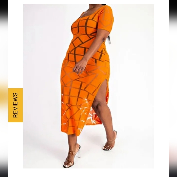CURVE Summer Babe Midi Orange Long Sheer Transparent Dress - Picture 8 of 11